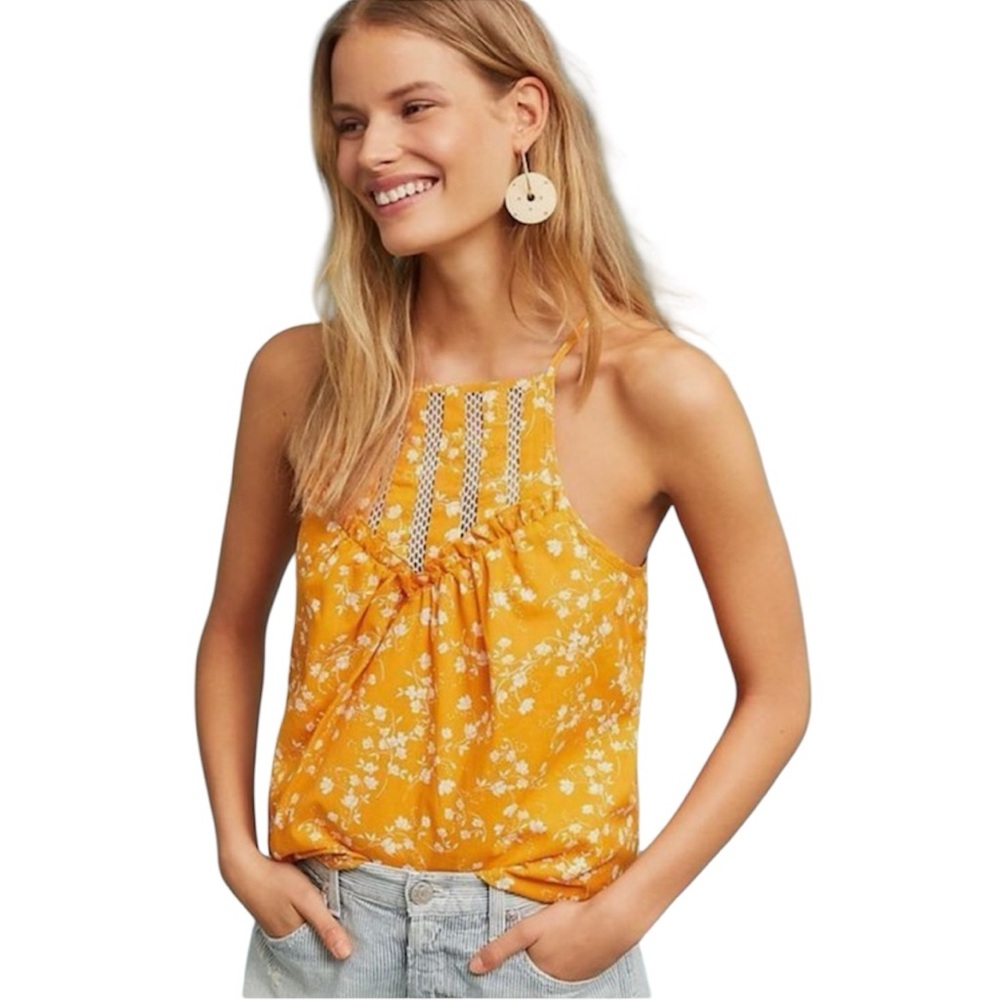 MAEVE by ANTHROPOLOGY Martel Yellow Halter Top